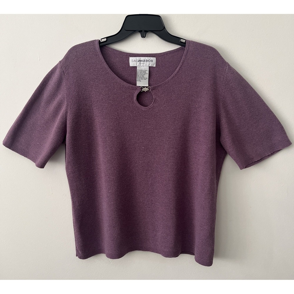 Women's Sweater Top Ramie Blend 1X Purple Cottagecore Grandmacore Y2K 90's